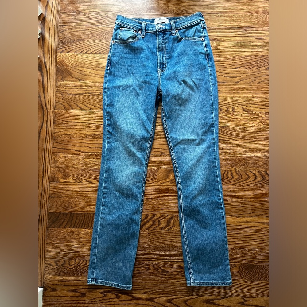 ABERCROMBIE & FITCH‎ Slim Straight Ultra High Rise Denim Blue Jeans Stretch 26